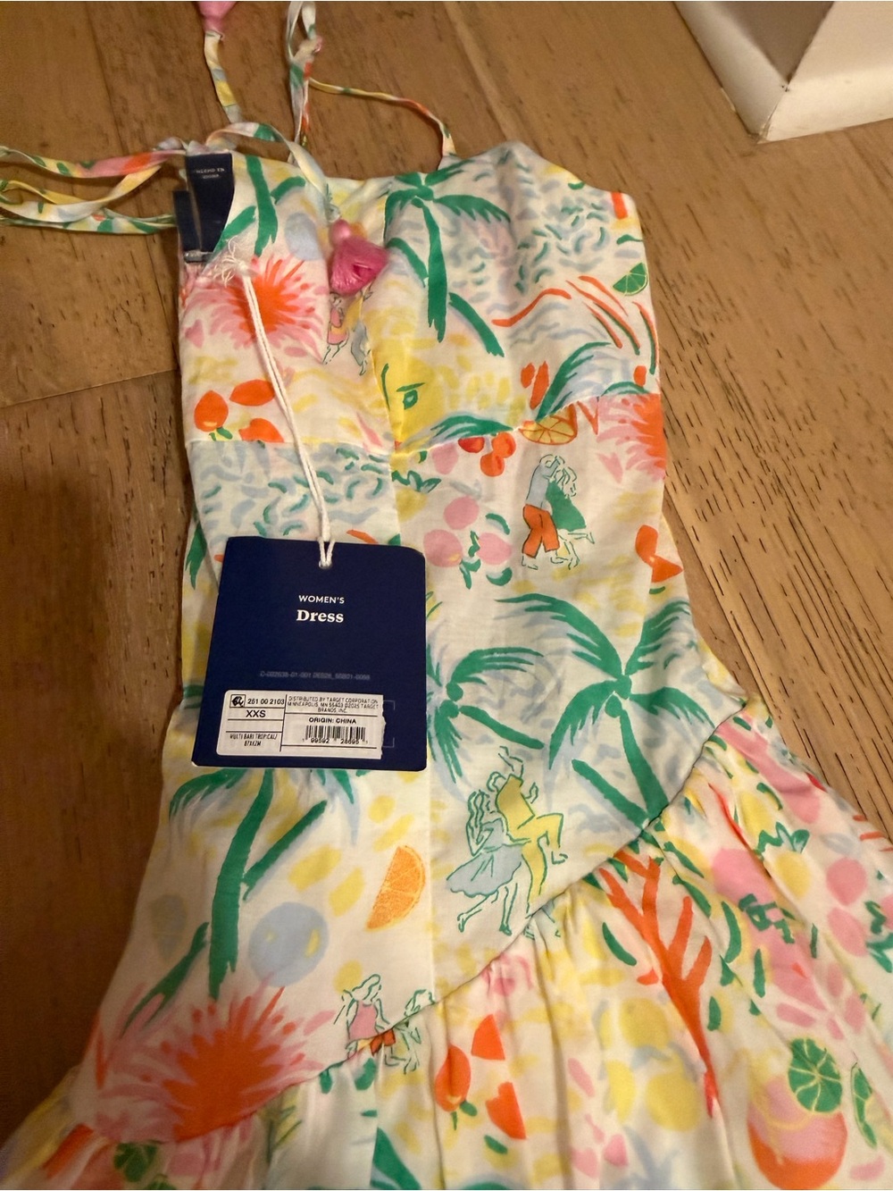 Roller Rabbit Tropical Print Sundress in White, Green, Orange, Pink, Yellow